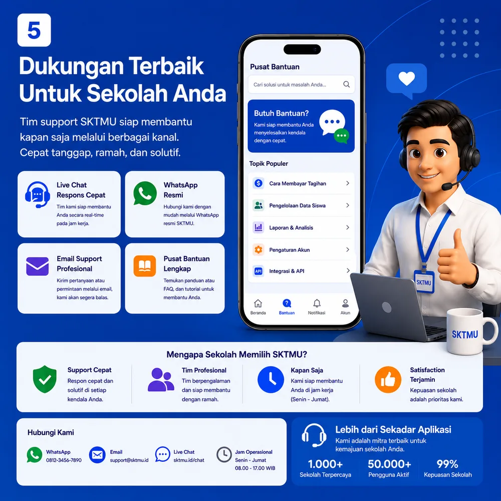 Ilustrasi portal siswa untuk melihat tagihan, status pembayaran, dan dokumen administrasi.